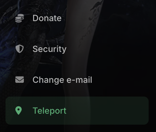 EuroAion website teleport menu
